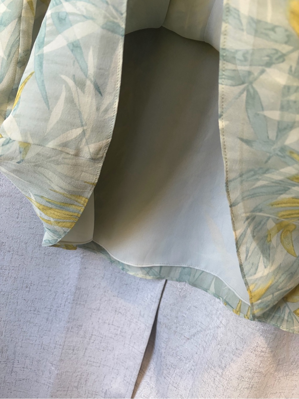 SILK VINTAGE Light Blue Botanical Print Maxi Skirt Yellow Accents DUE per DUE - Picture 4 of 14